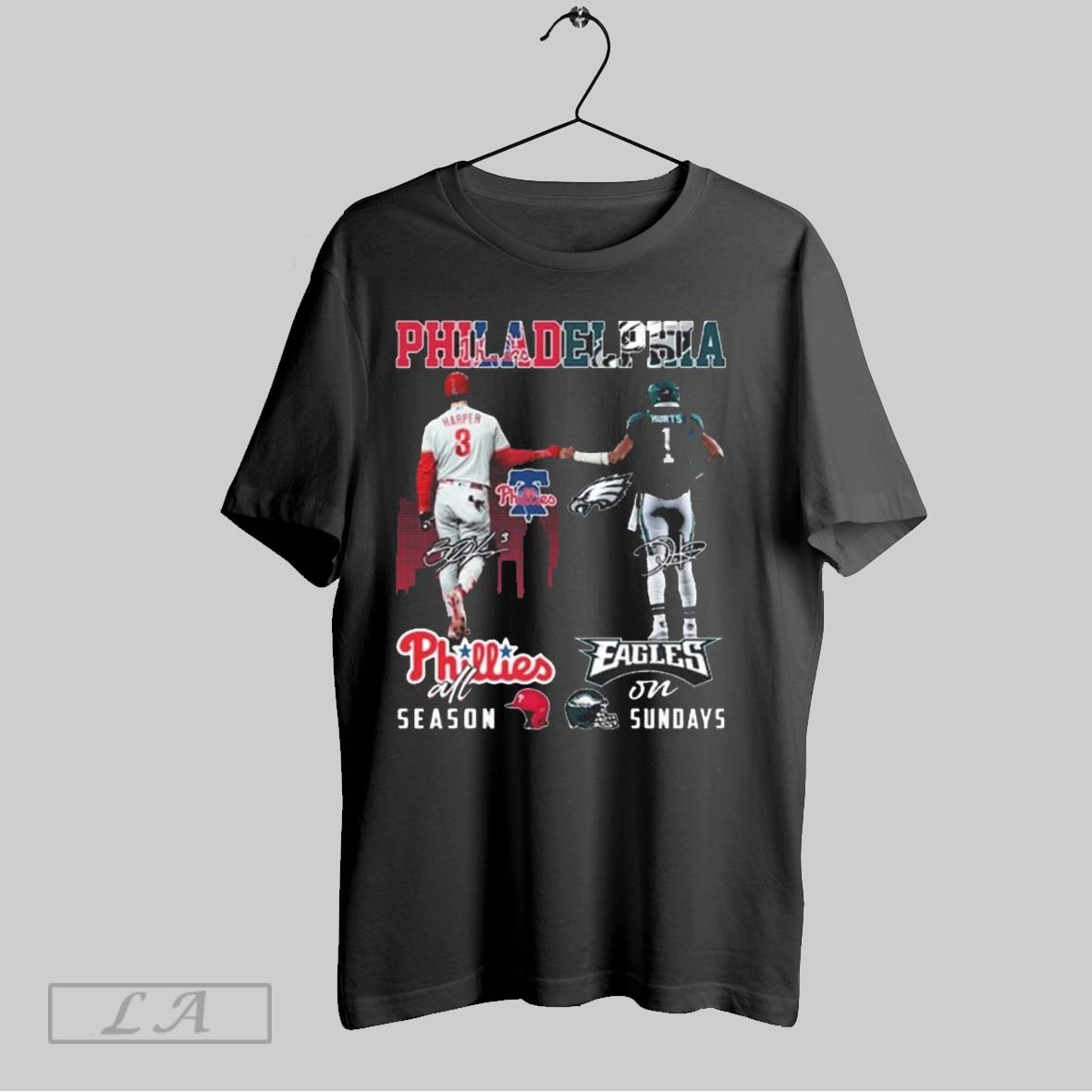 Original Philadelphia Phillies Harper All Season And Philadelphia Eagles Jalen Hurts On Sundays Signatures Shirt