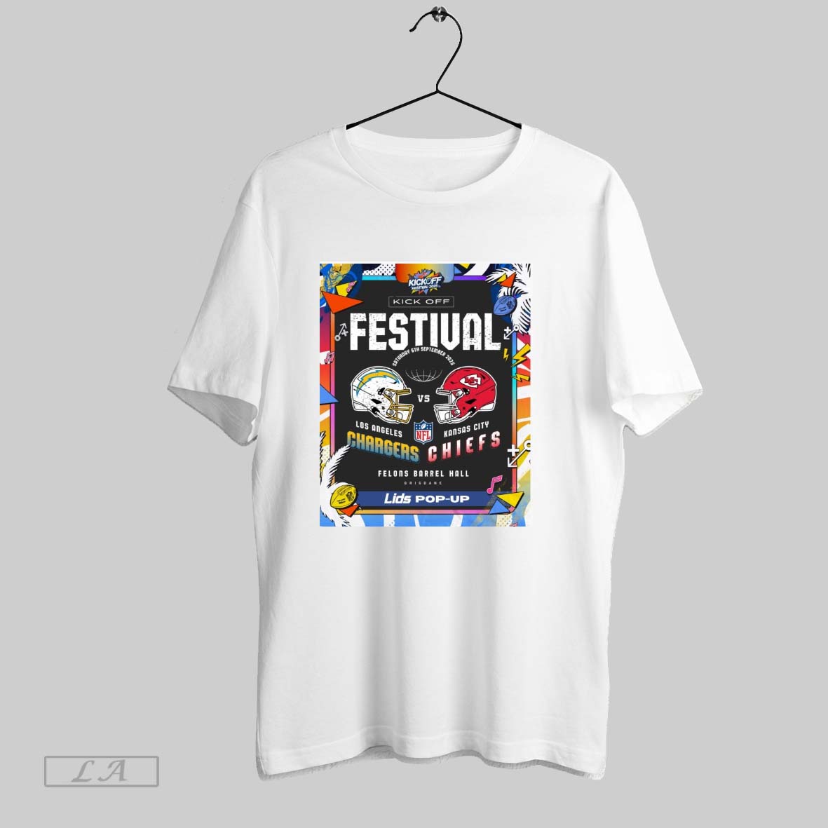 Original Poster Los Angeles Chargers Vs Kansas City Chiefs 2025 Nfl Kickoff Festival Felons Barrel Hall September 6 2025 T Shirt Shirt