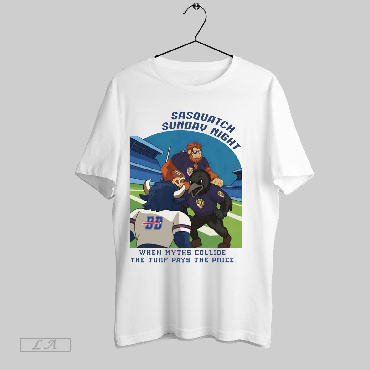 Original Ravens Sasquatch Sunday Night When Myths Collide The Turf Pays The Price Shirt