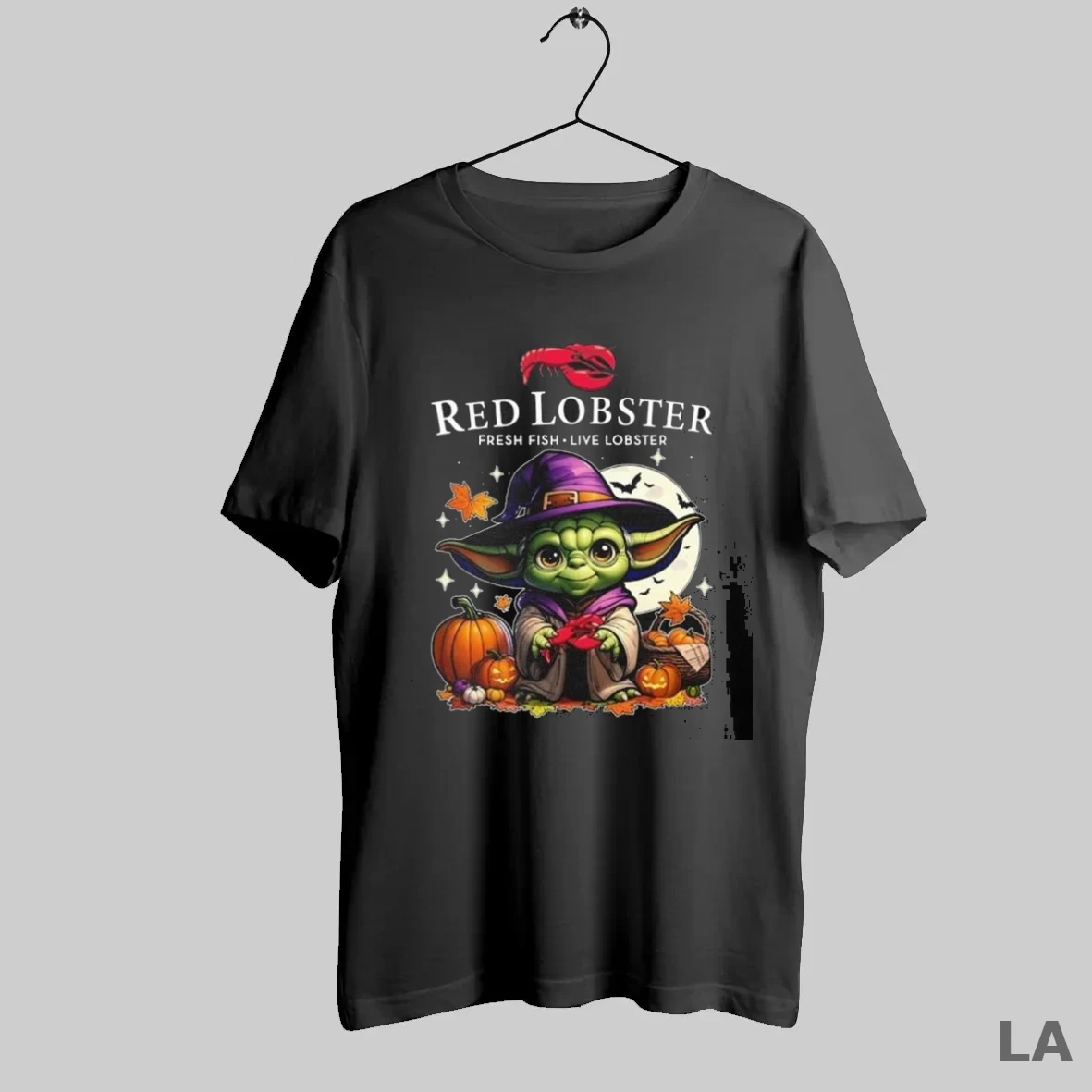 Original Red Lobster Fresh Fish Live Lobster X Baby Yoda Witch Halloween 2025 T Shirt