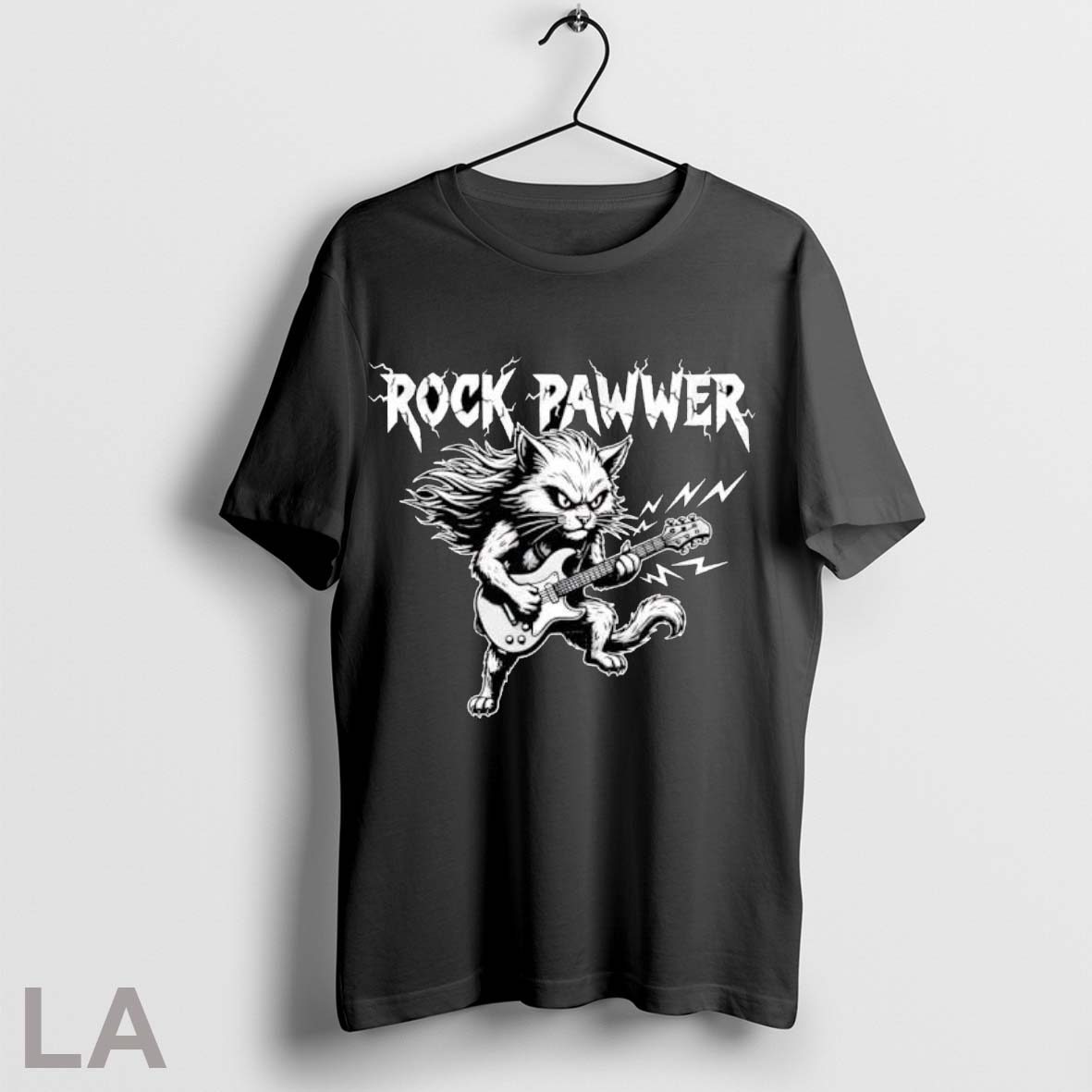 Original Rock Pawwer Rock Music Cat Guitar Player Shirt