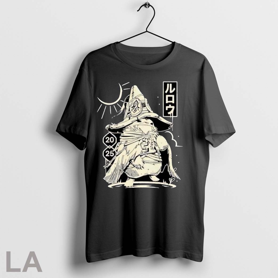 Original Rurouni Style Rabbit Samurai With Moon And Sun Graphic Shirt