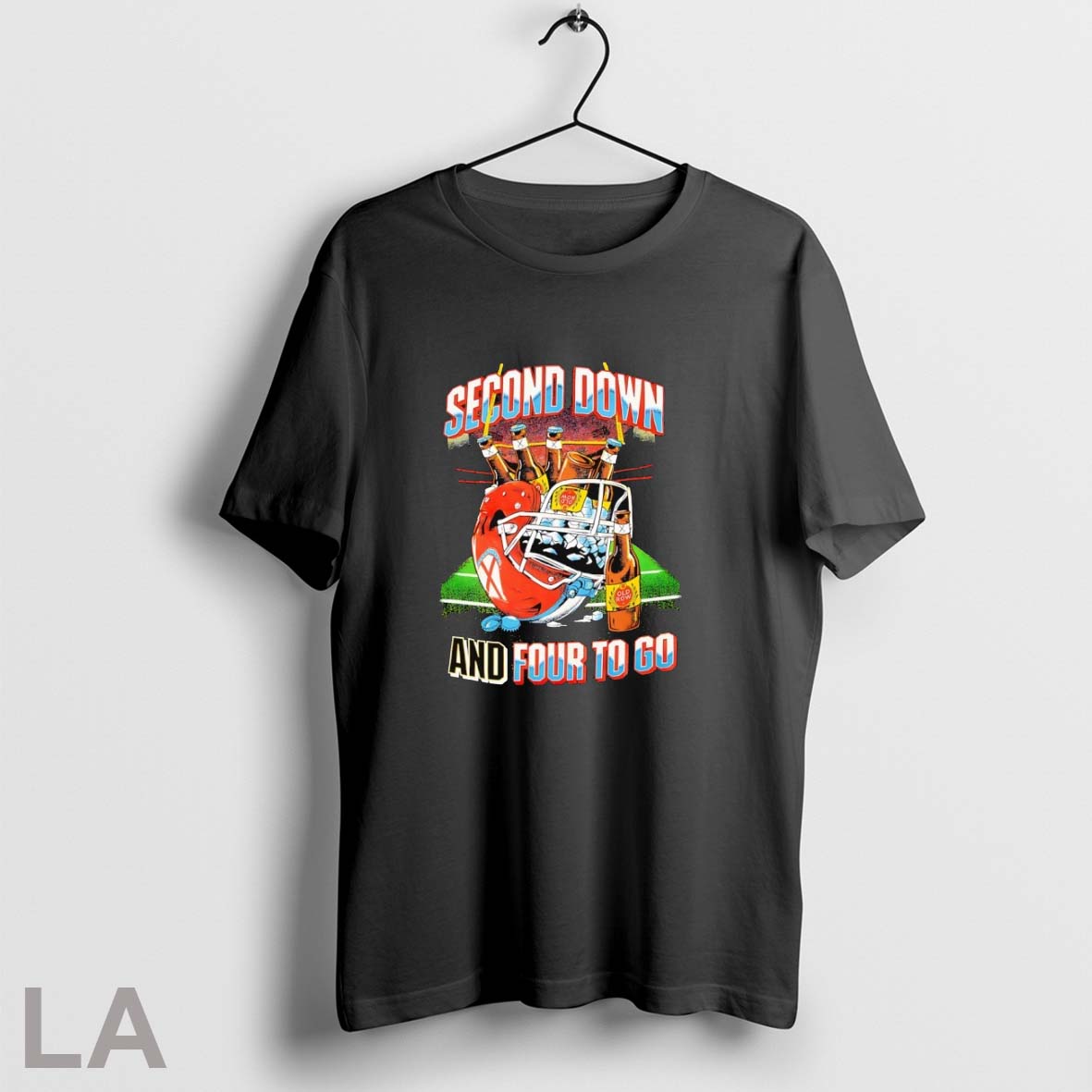 Original Second Down And Four To Go Beer Helmet Football T Shirt
