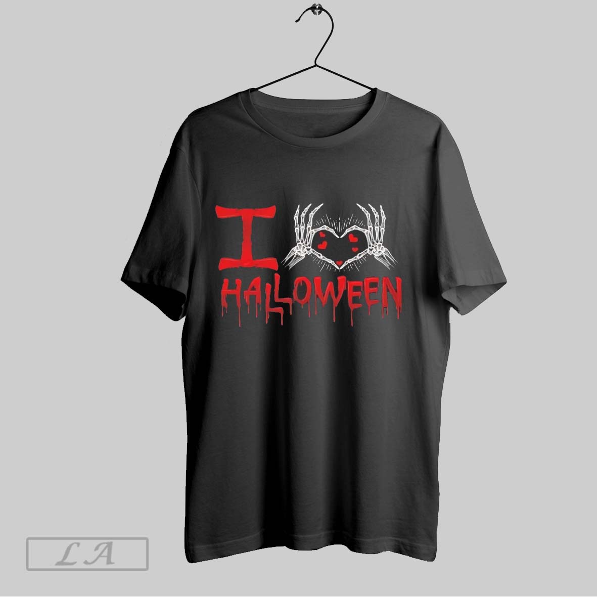 Original Skeleton Hand Heart I Love Halloween Shirt