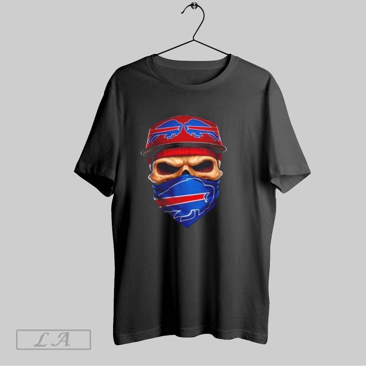 Original Skull Wearing A Face Scarf Buffalo Bills Football Shirt