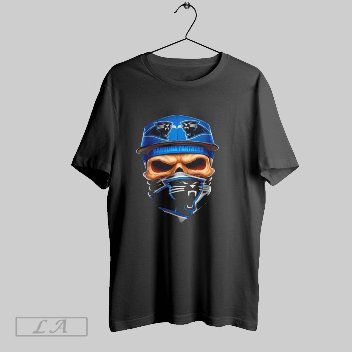 Original Skull Wearing A Face Scarf Carolina Panthers Football Shirt