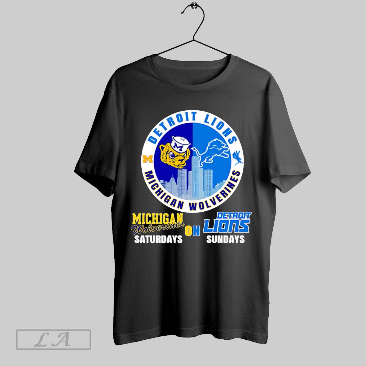 Original Skyline Michigan Wolverines On Saturdays Detroit Lions On Sundays Shirt