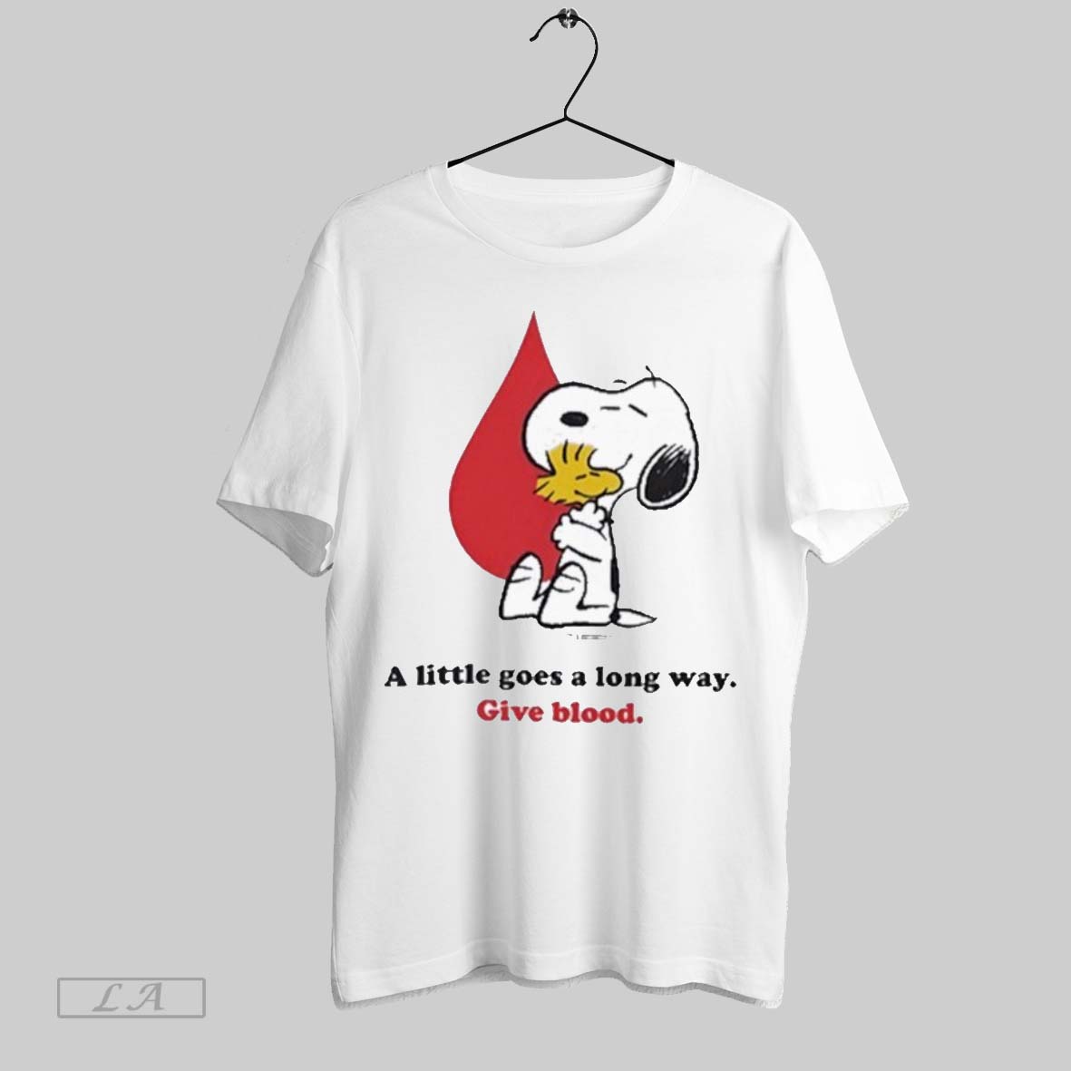 Original Snoopy And Woodstock The Peanuts Red Cross A Little Goes A Long Way Give Blood Shirt
