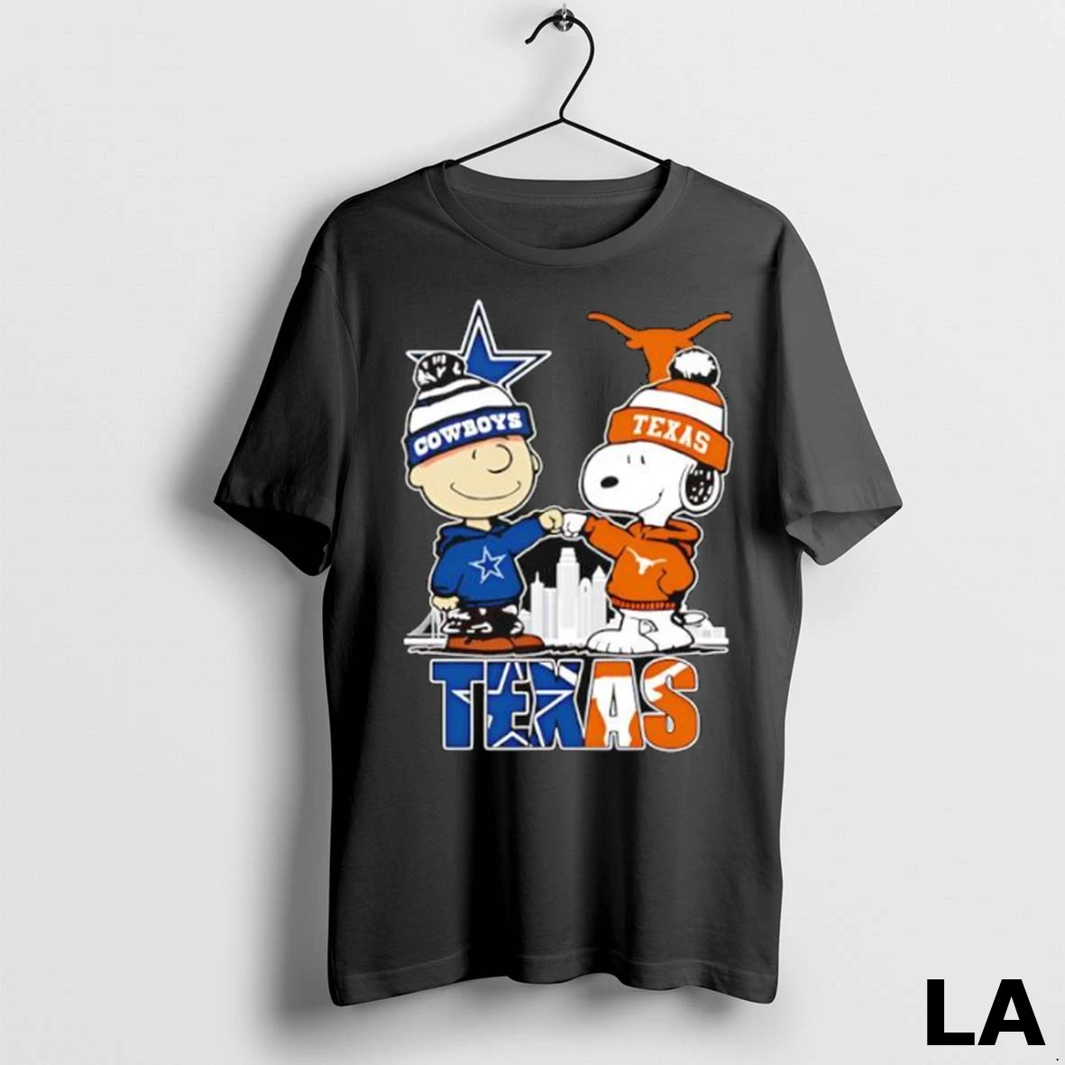 Original Snoopy Charlie Brown Fist Bump Dallas Cowboys X Texas Longhorns Ladies Shirt