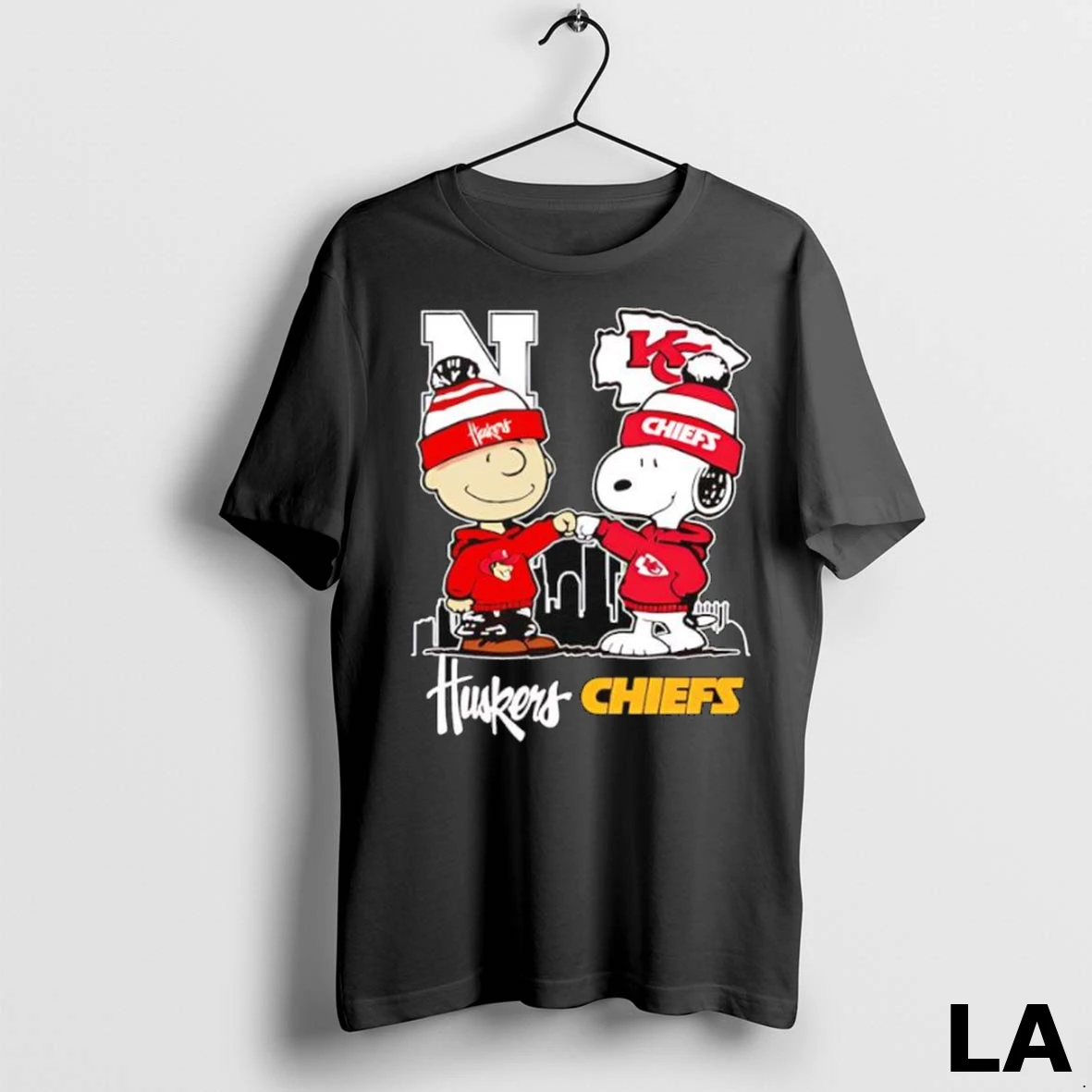 Original Snoopy Charlie Brown Fist Bump Nebraska Huskers X Kansas City Chiefs Ladies Shirt