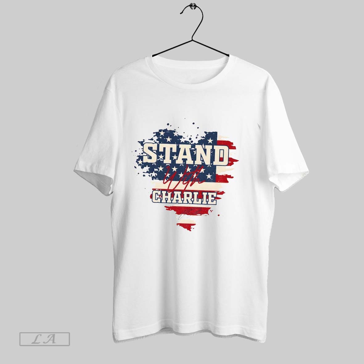 Original Stand With Charlie American Flag Heart Charlie Kirk Rest In Peace Shirt