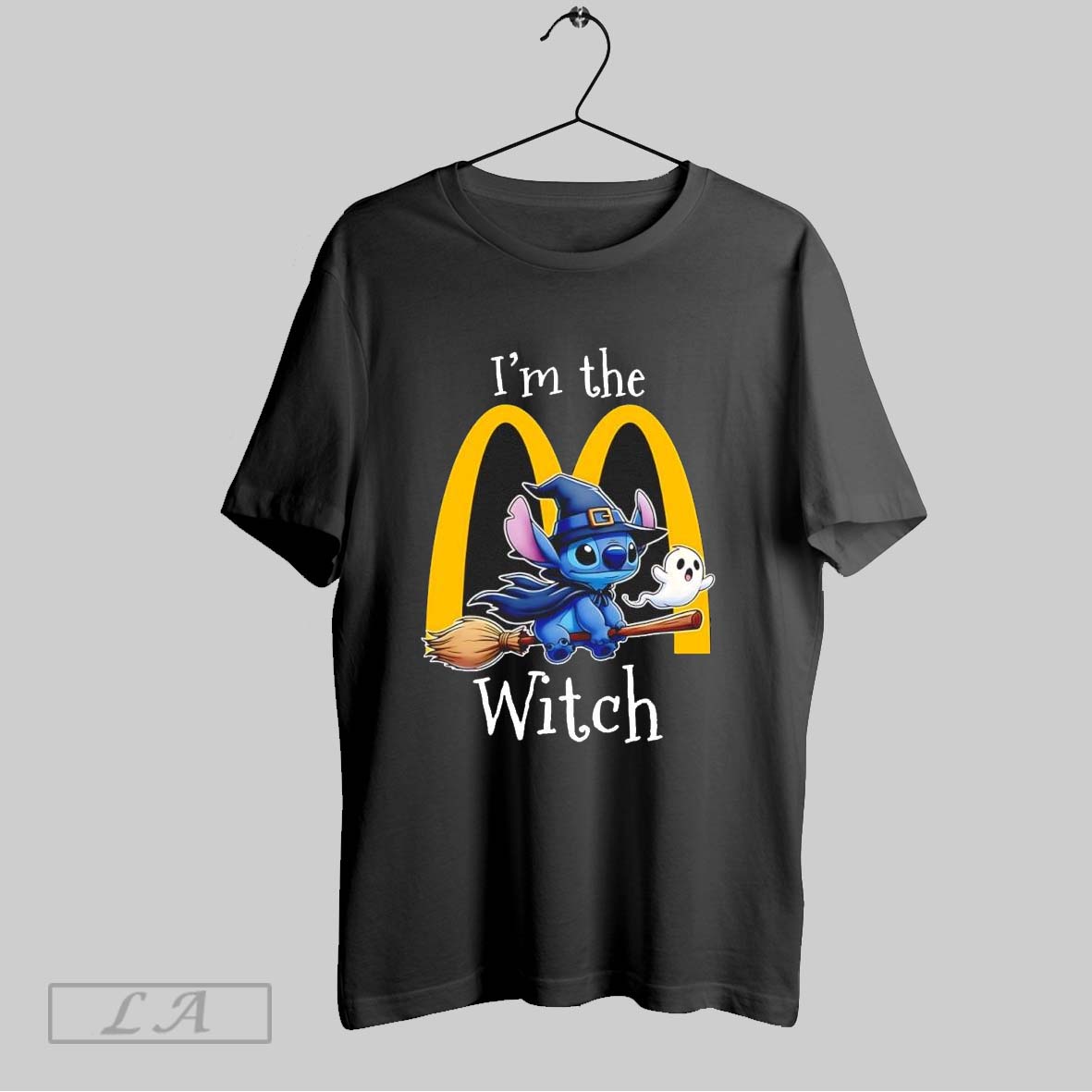Original Stitch Riding Broomstick Im The Mcdonalds Witch Halloween Shirt