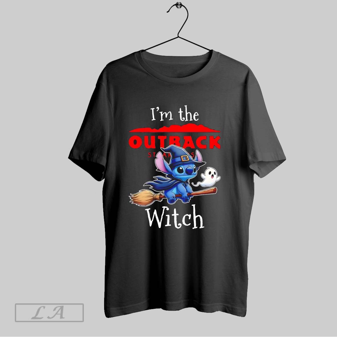 Original Stitch Riding Broomstick Im The Outback Witch Halloween Shirt