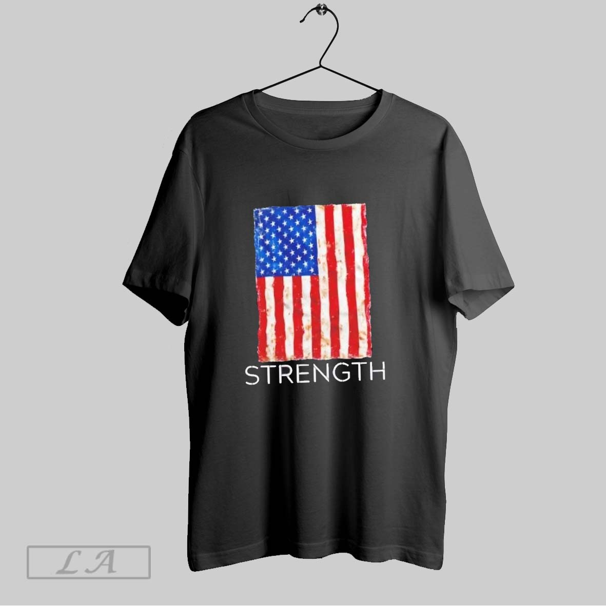 Original Strength Bold Patriot Stencil Us Flag Shirt