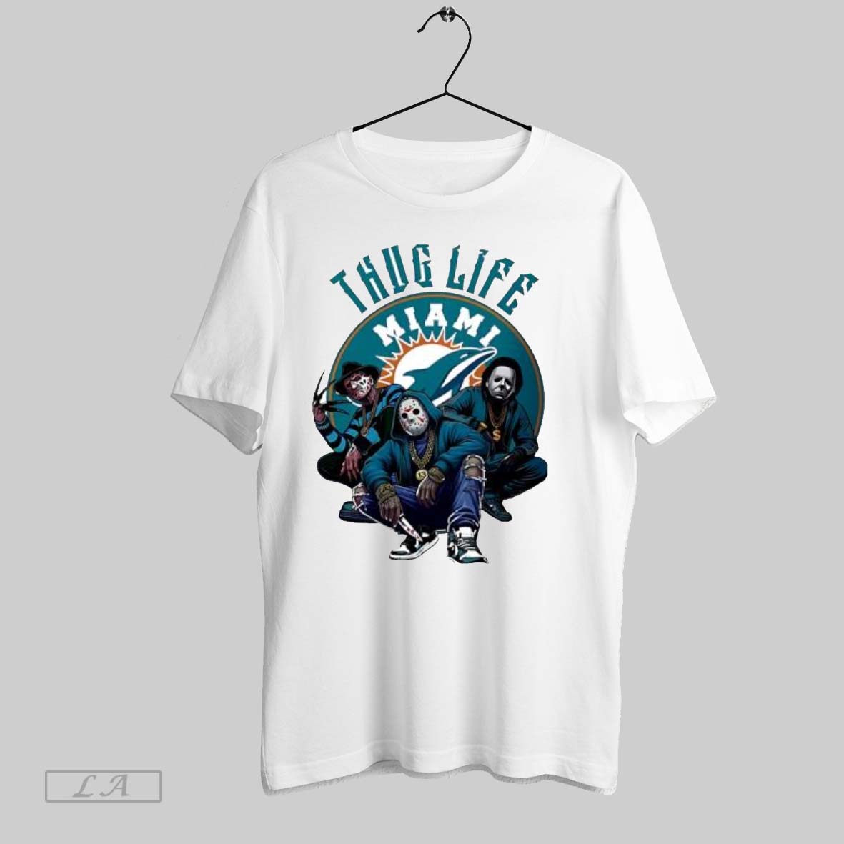 Original Thug Life Miami Freddy Jason Michael Myers Halloween Football Shirt