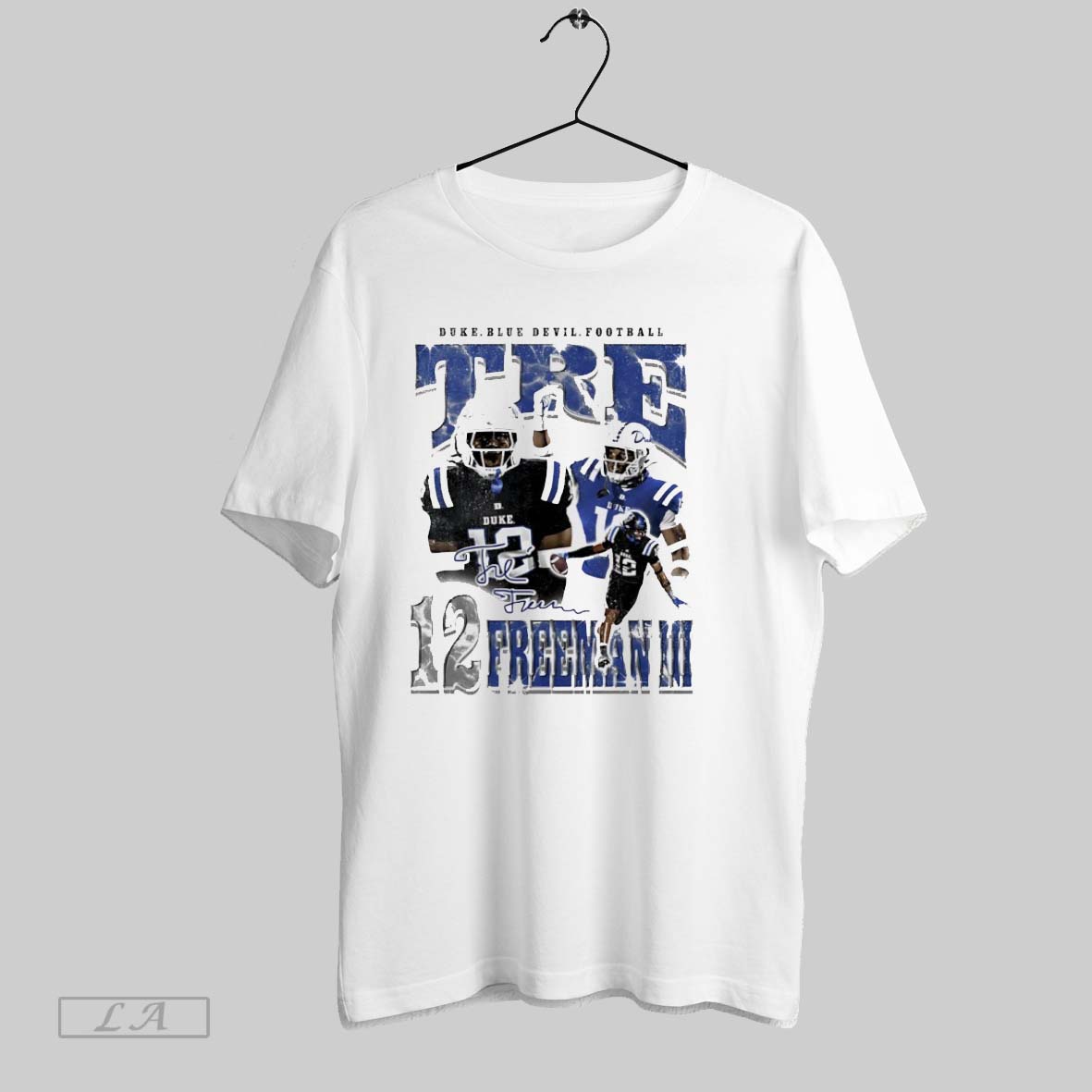 Original Tre Freeman Iii 12 Duke Blue Devils Footbal Player Signature Shirt