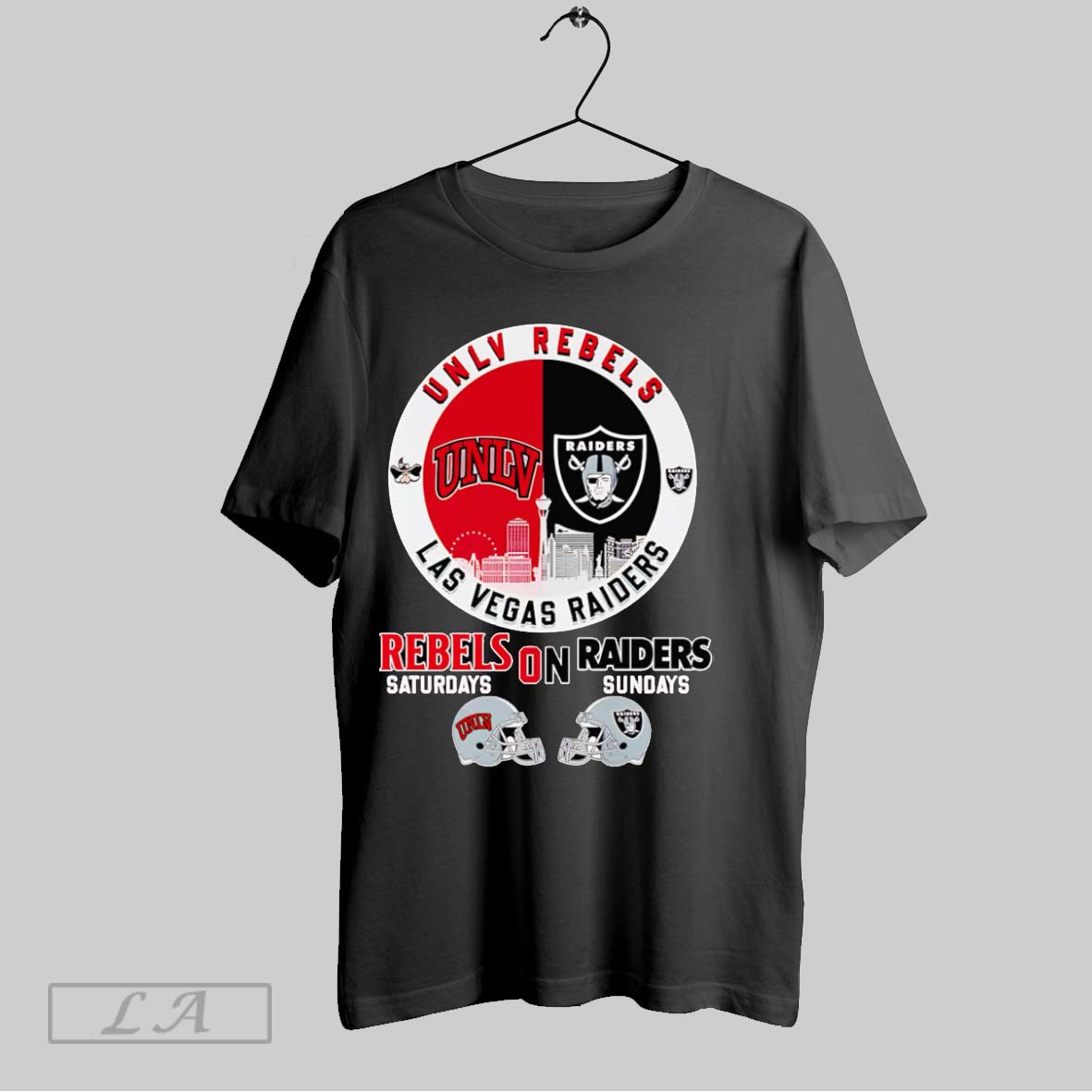 Original Unlv Rebels On Saturdays Las Vegas Raiders On Sundays Skyline Shirt