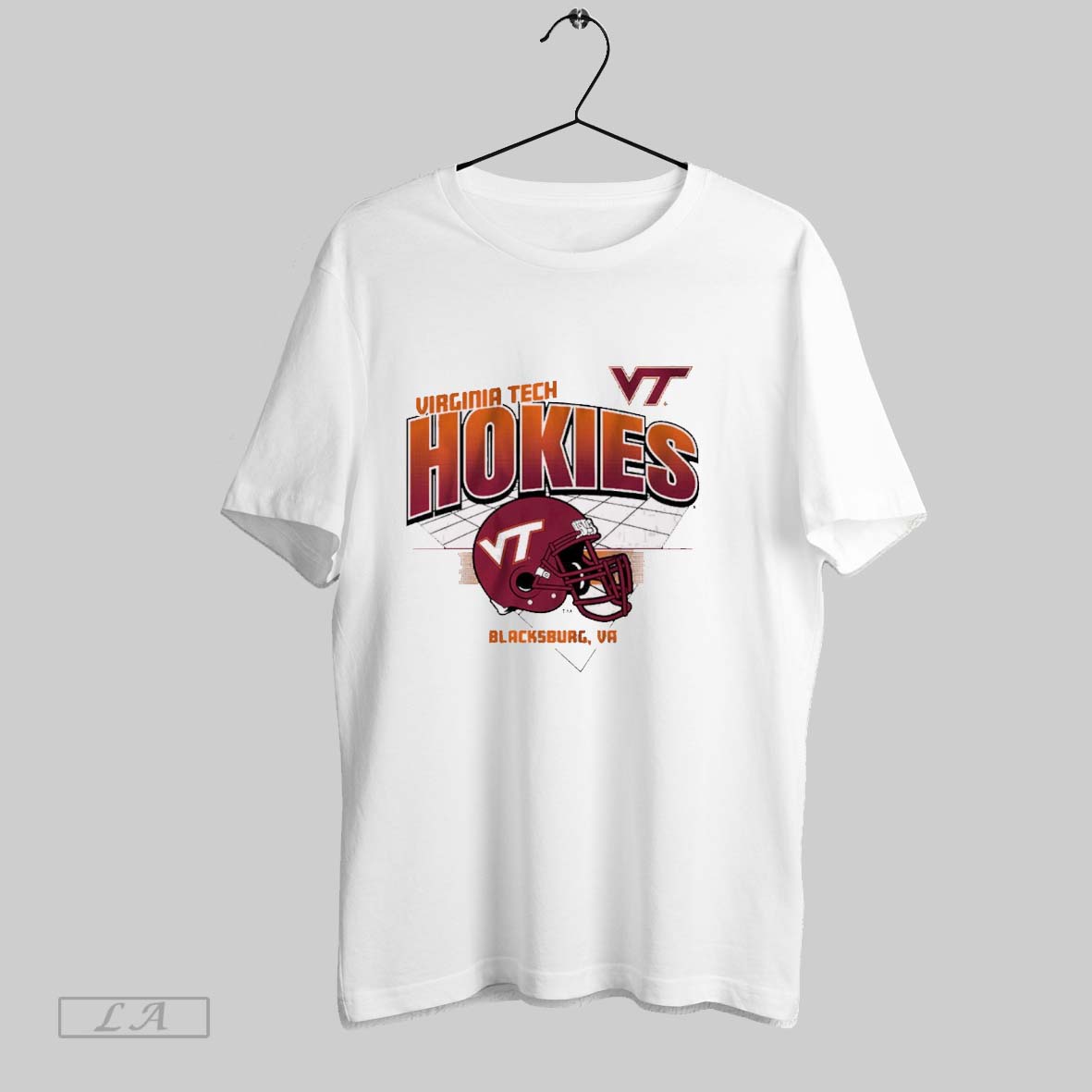Original Virginia Tech Hokies Football Ncaa Blacksburg Va Helmet Grid Shirt