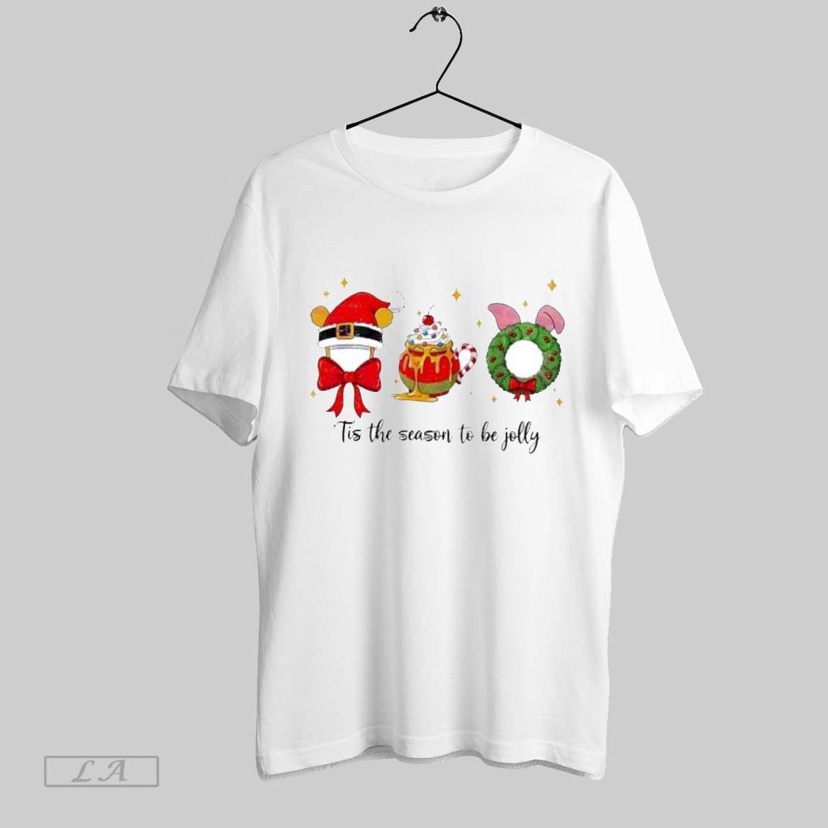 Original Winnie The Pooh Santa Hat Honey Mug Piglet Christmas Wreath Shirt