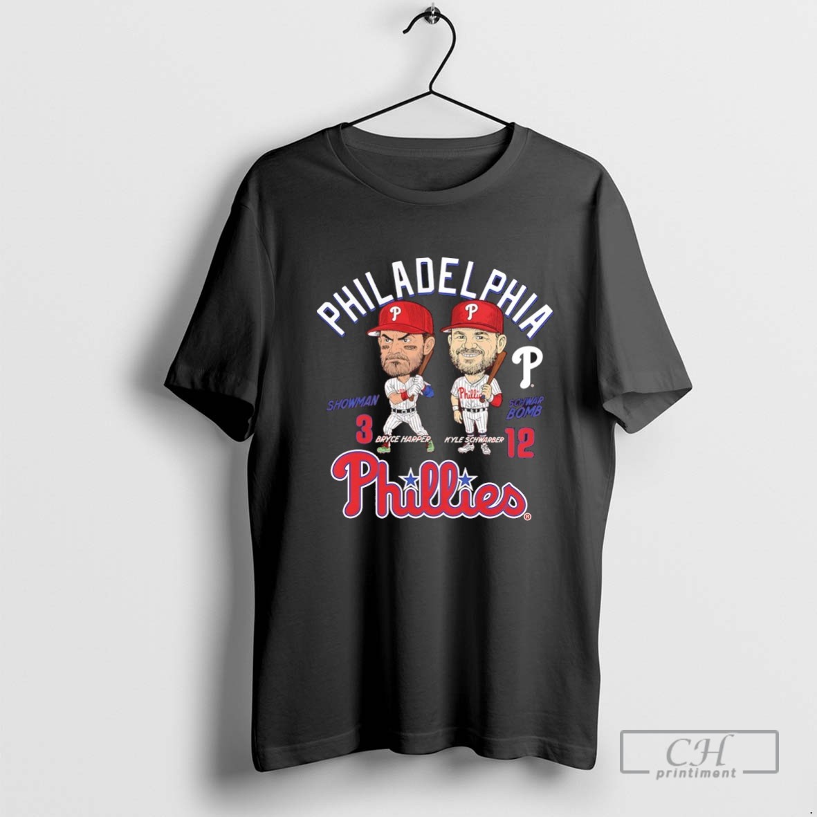 Philadelphia Phillies Bryce Harper Showman And Kyle Schwarber Schwarbomb Player Duo T Shirt
