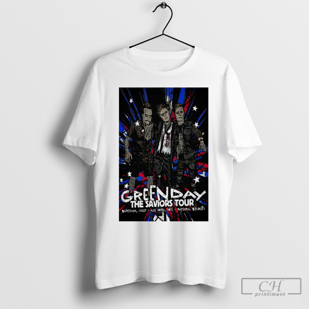 Poster Green Day The Saviors Tour August 30 2025 National Stadium Santiago Chile Shirt