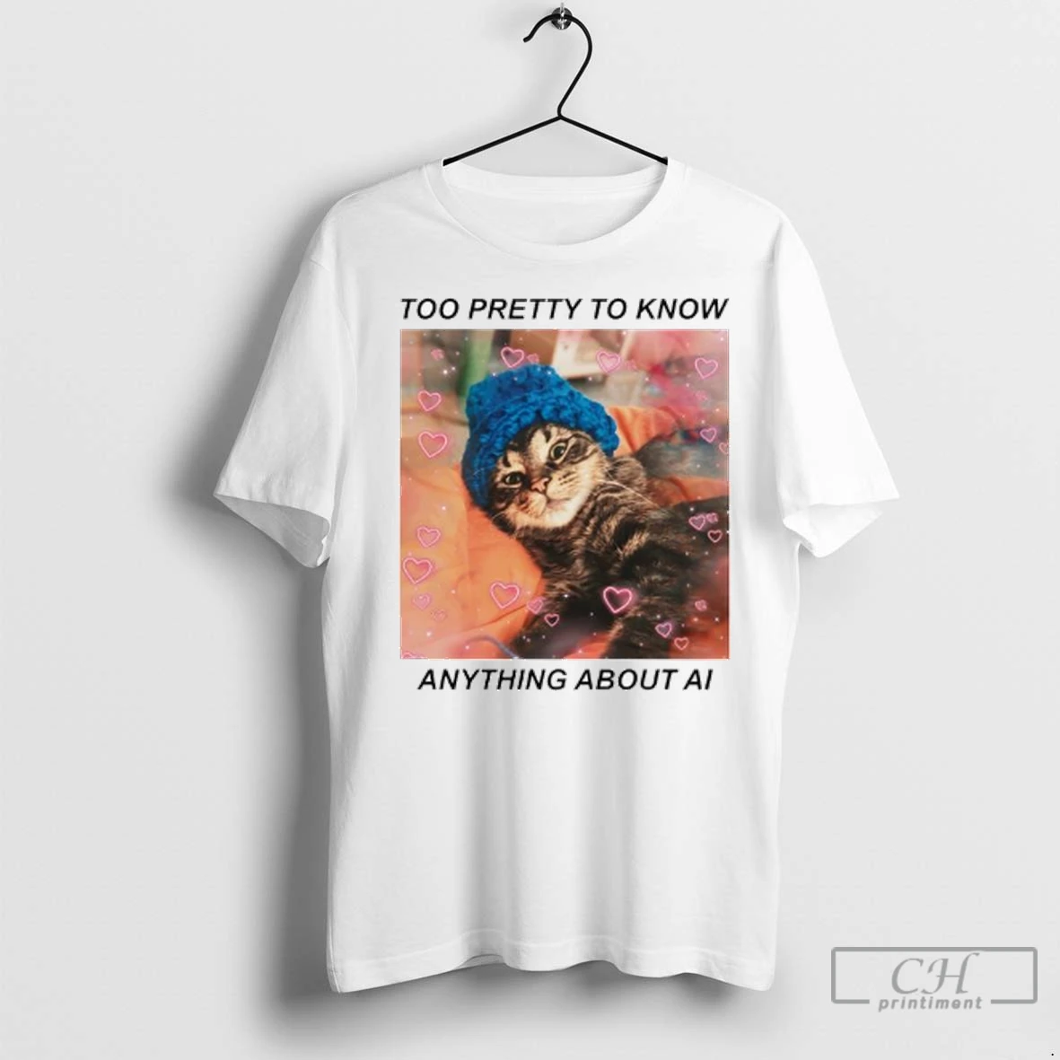 Premium Cat Too Pretty To Know Anything About Ai Ladies T Shirt