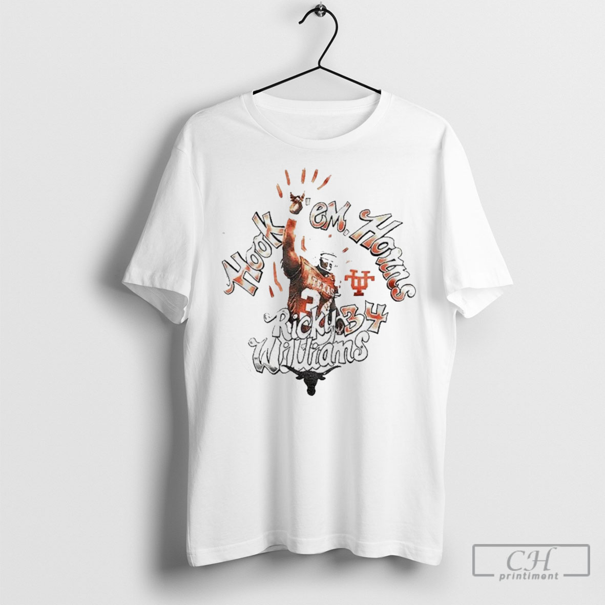 Premium Ricky Williams Horns 34 Texas Longhorns 34 Hook Em Roots Of Fight Name And Number Shirt