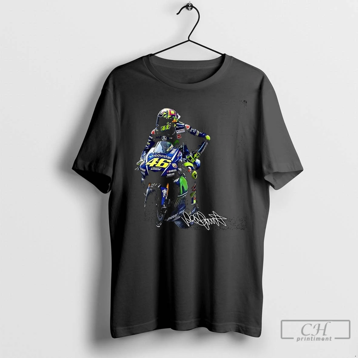 Premium Valentino Rossi 46 And Yamaha Yzr M1 Motogp Signature T Shirt