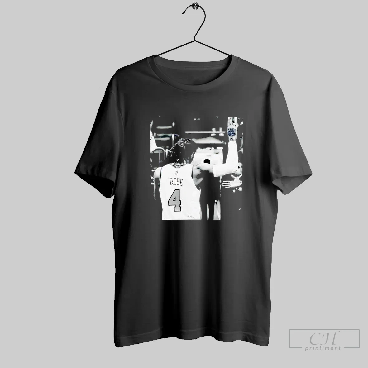 Rose 4 Derrick Rose Basketball Player Black And White Photo T Shirt Shirt