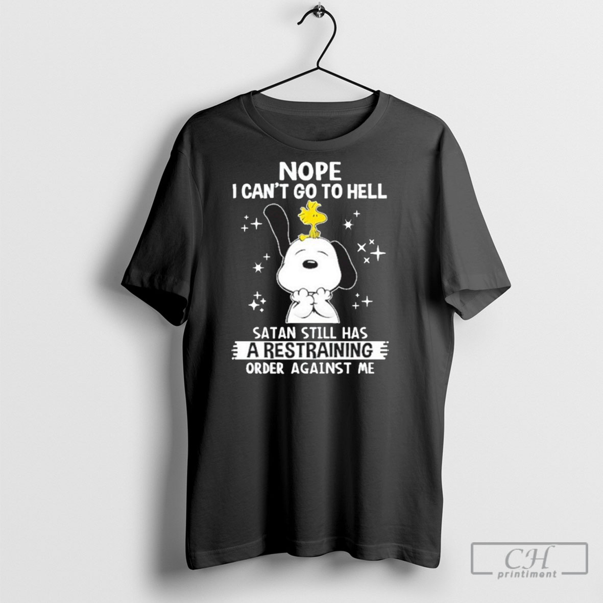 Snoopy Nope I Cant Go To Hell Satan Still Has A Restraining Shirt Tee