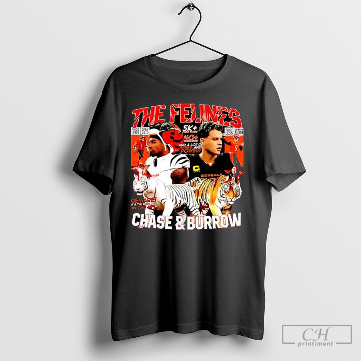 The Felinos 5k Pass Yards 40 Touchdowns Bengals Chase Burrow Shirt Tee Hoodie