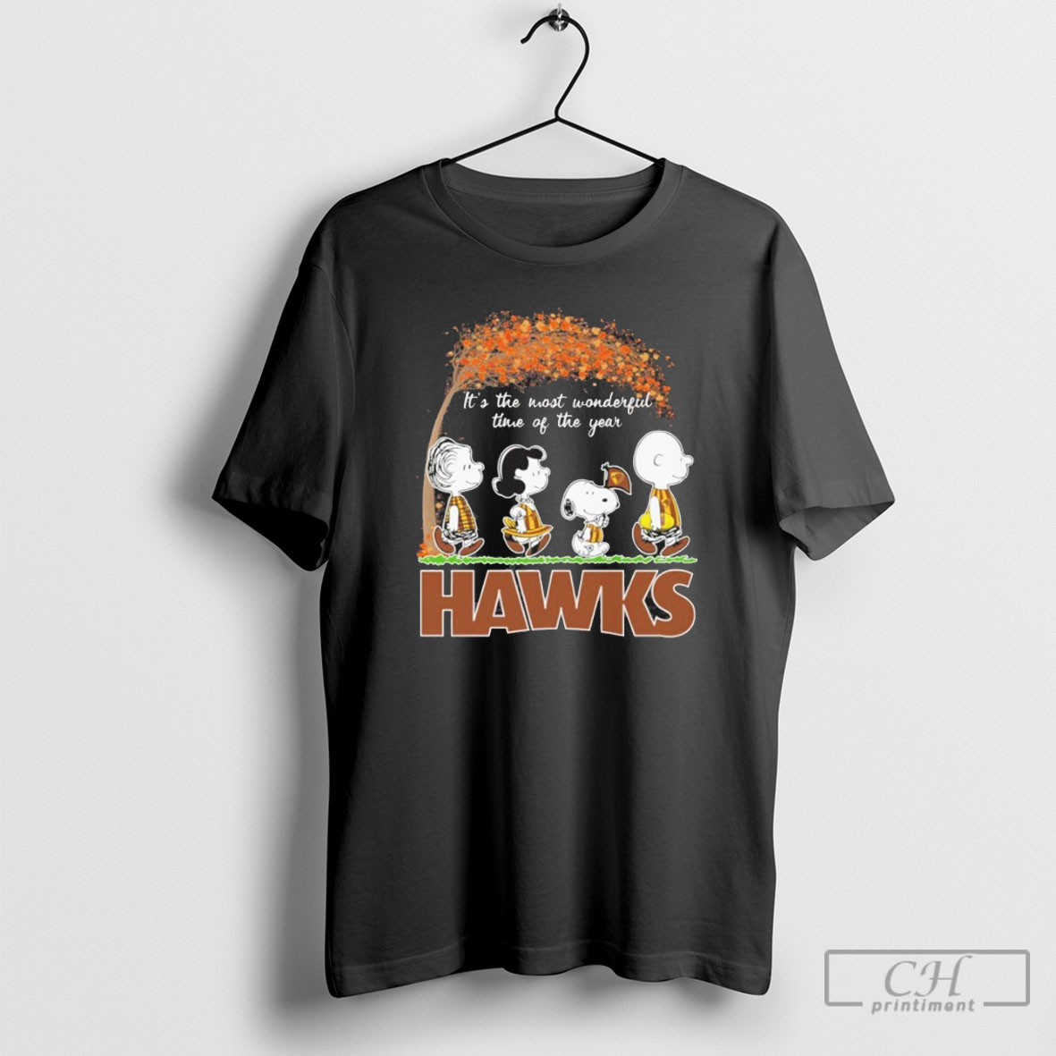 Trending The Peanuts Walking X Hawthorn Hawks Its The Most Wonderful Time Of The Year T Shirt