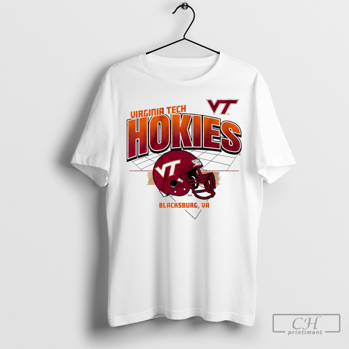 Virginia Tech Hokies Football Blacksburg Va Helmet Grid Shirt Tee Hoodie