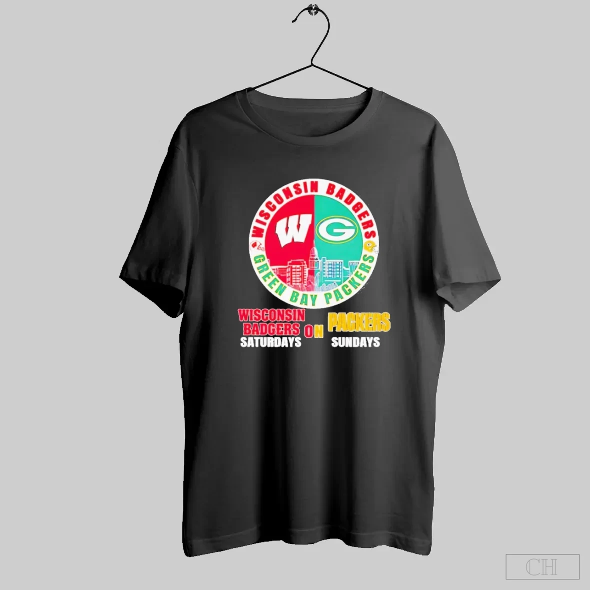 Wisconsin Badgers On Saturdays Green Bay Packers On Sundays Shirt Tee Hoodie