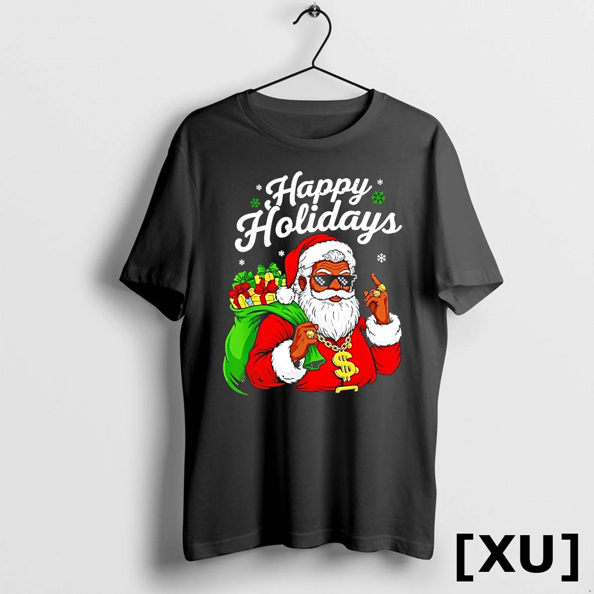 African American Santa Claus Black Happy Holidays 2025 Tshirts Sweater Hoodie