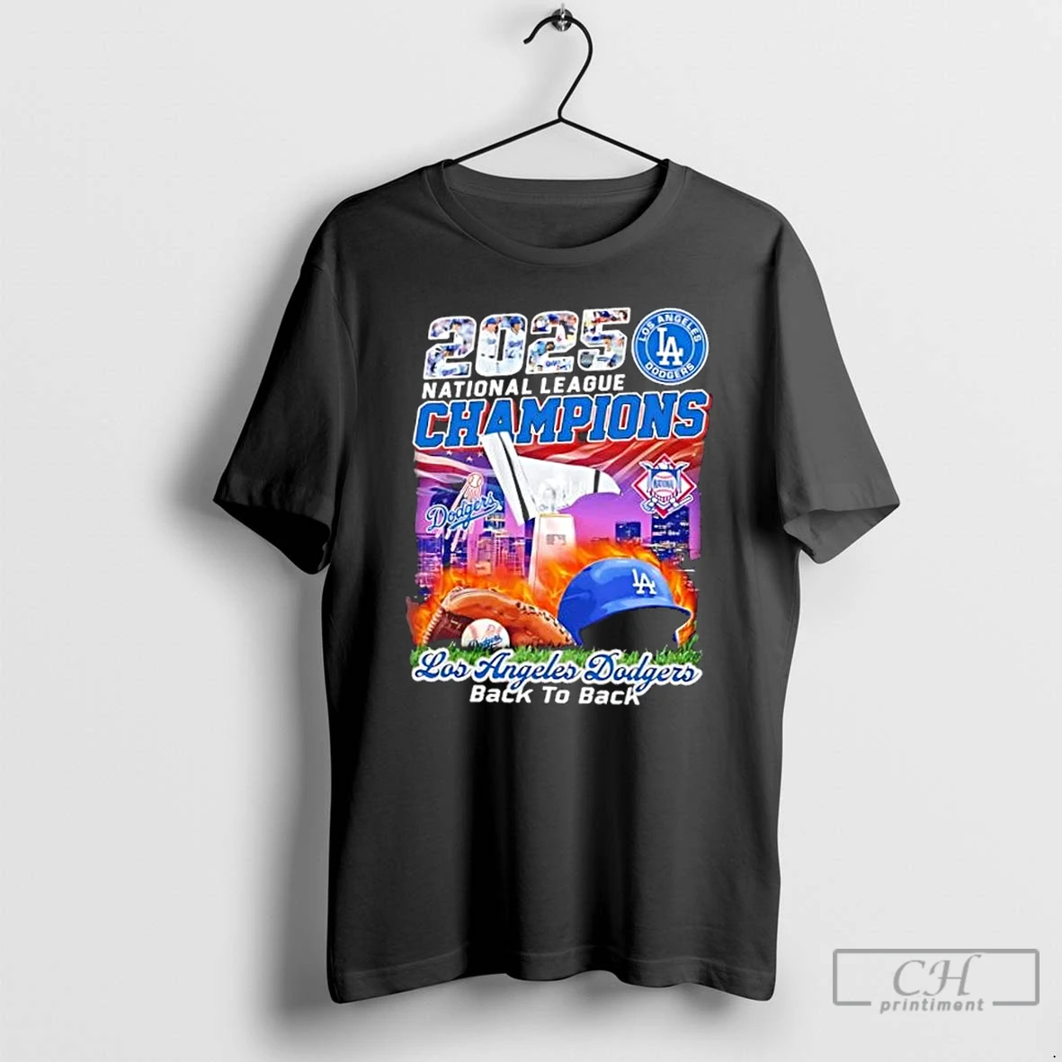 Classic 2025 Back To Back National League Los Angeles Dodgers Champions Skyline T Shirts Hoodie