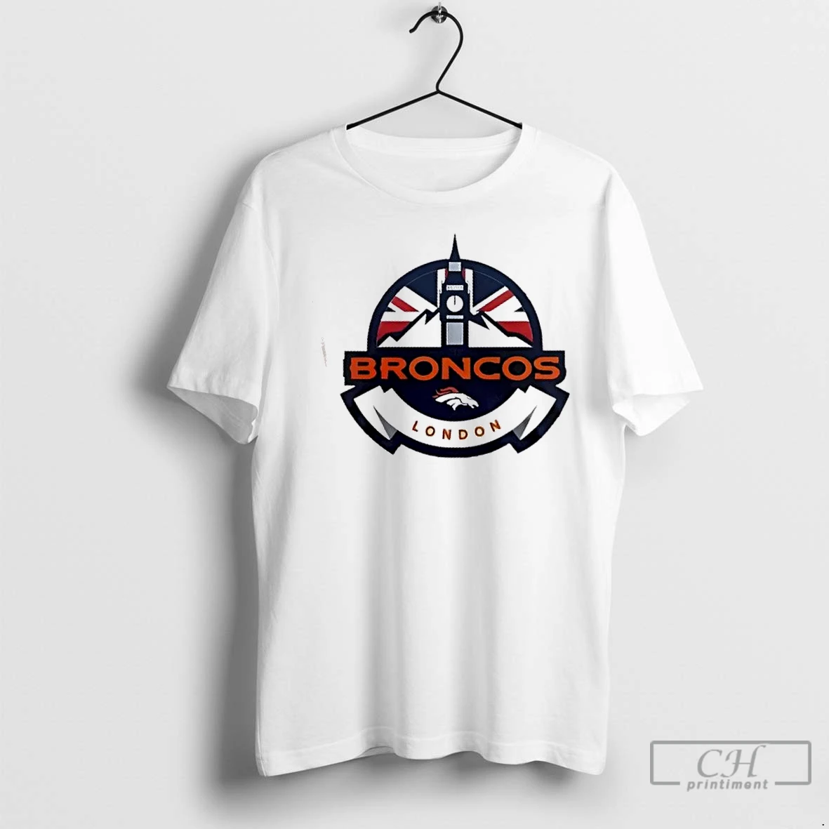 Classic 2025 Denver Broncos Nfl London Game England 2 Sided T Shirt