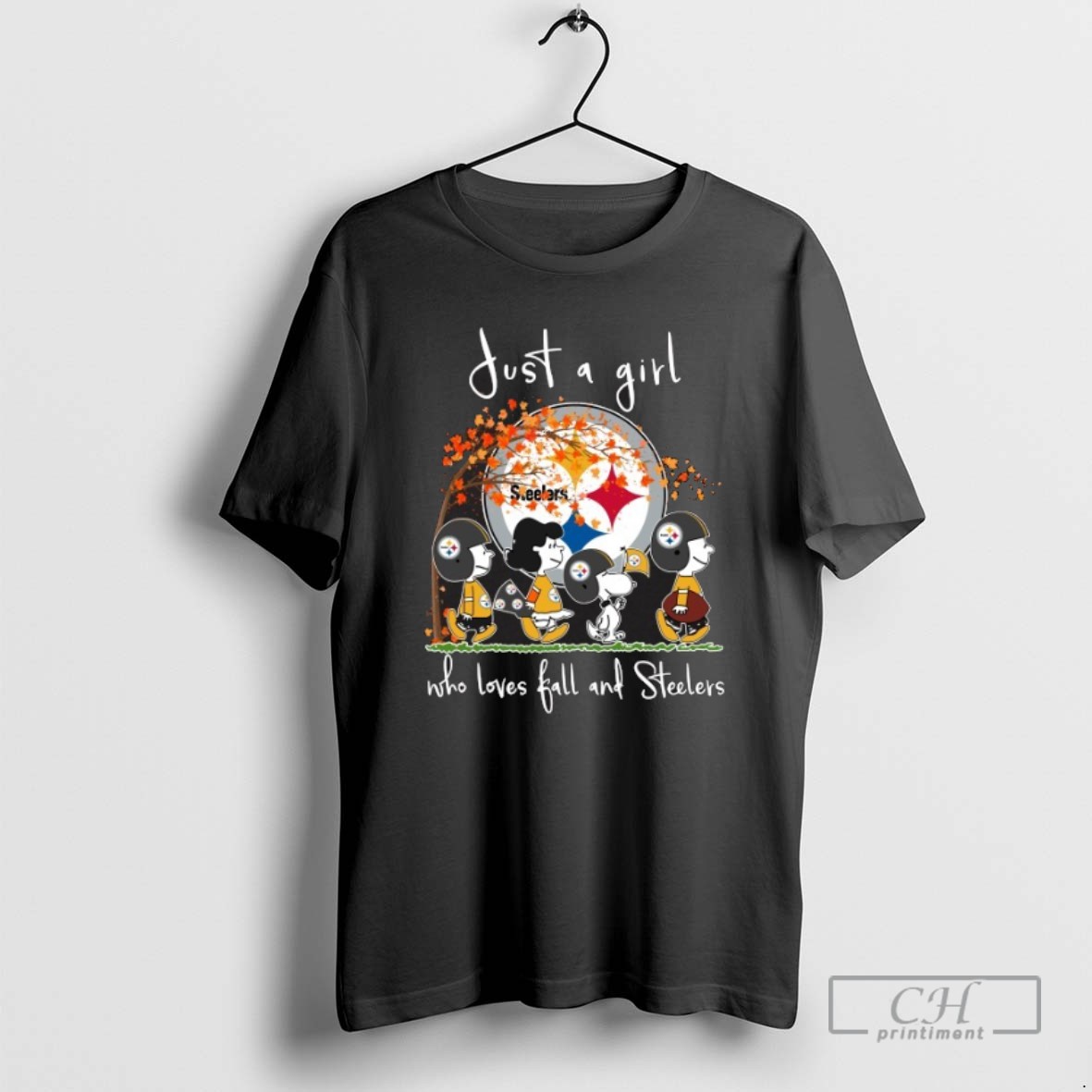 Classic 2025 Just A Girl Who Loves Fall And Love Peanuts Characters Pittsburgh Steelers T Shirts