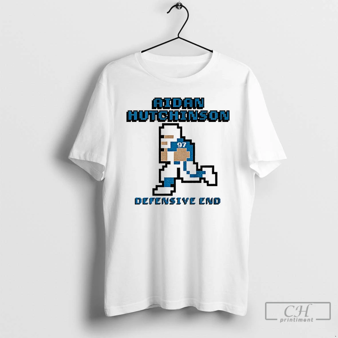 Classic Aidan Hutchinson Defensive End Detroit Lions Retro Baller 8bit T Shirts Hoodie