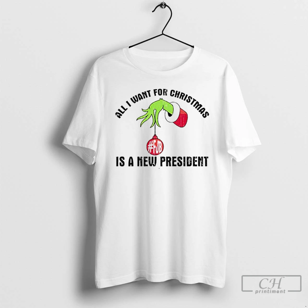 Classic All I Want For Christmas Is A New President Grinch White T Shirts Hoodie