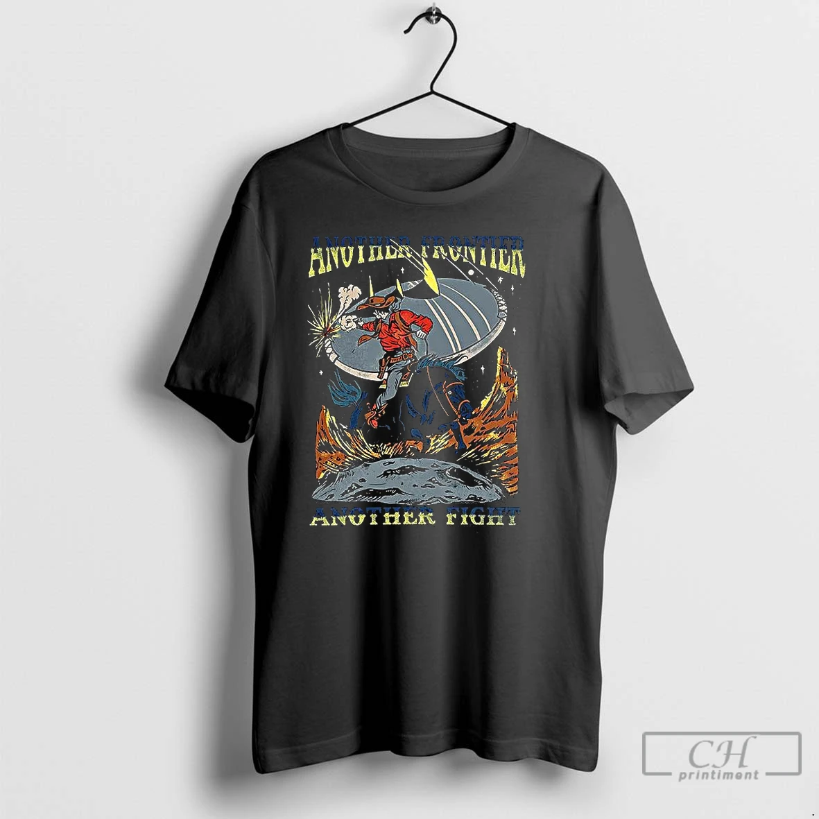 Classic Another Frontier Another Fight Cowboys Attack Ufo Wild West And Science Fiction Comic T Shirts Hoodie