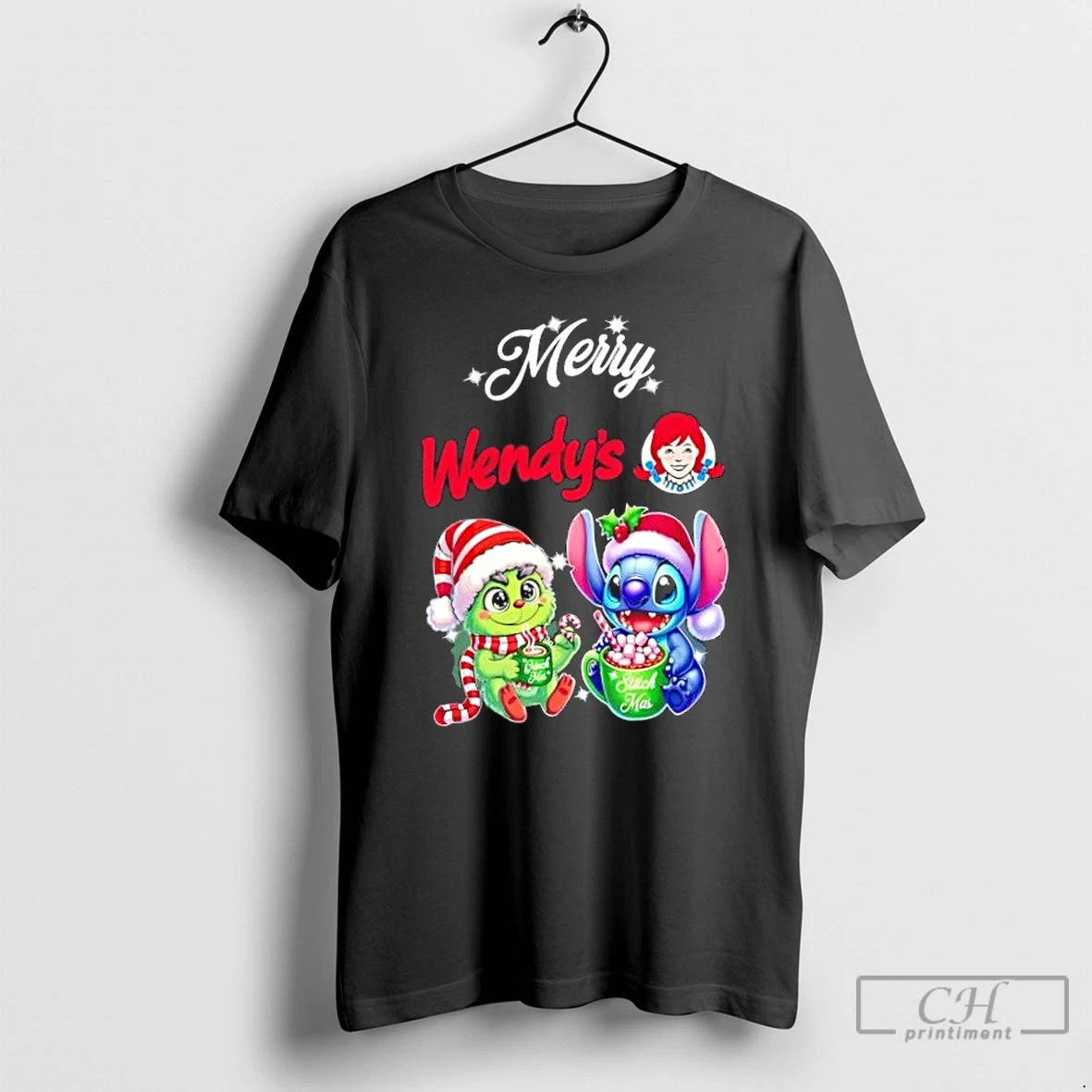 Classic Baby Grinch And Stitch X Wendys Merry Christmas T Shirts Hoodie