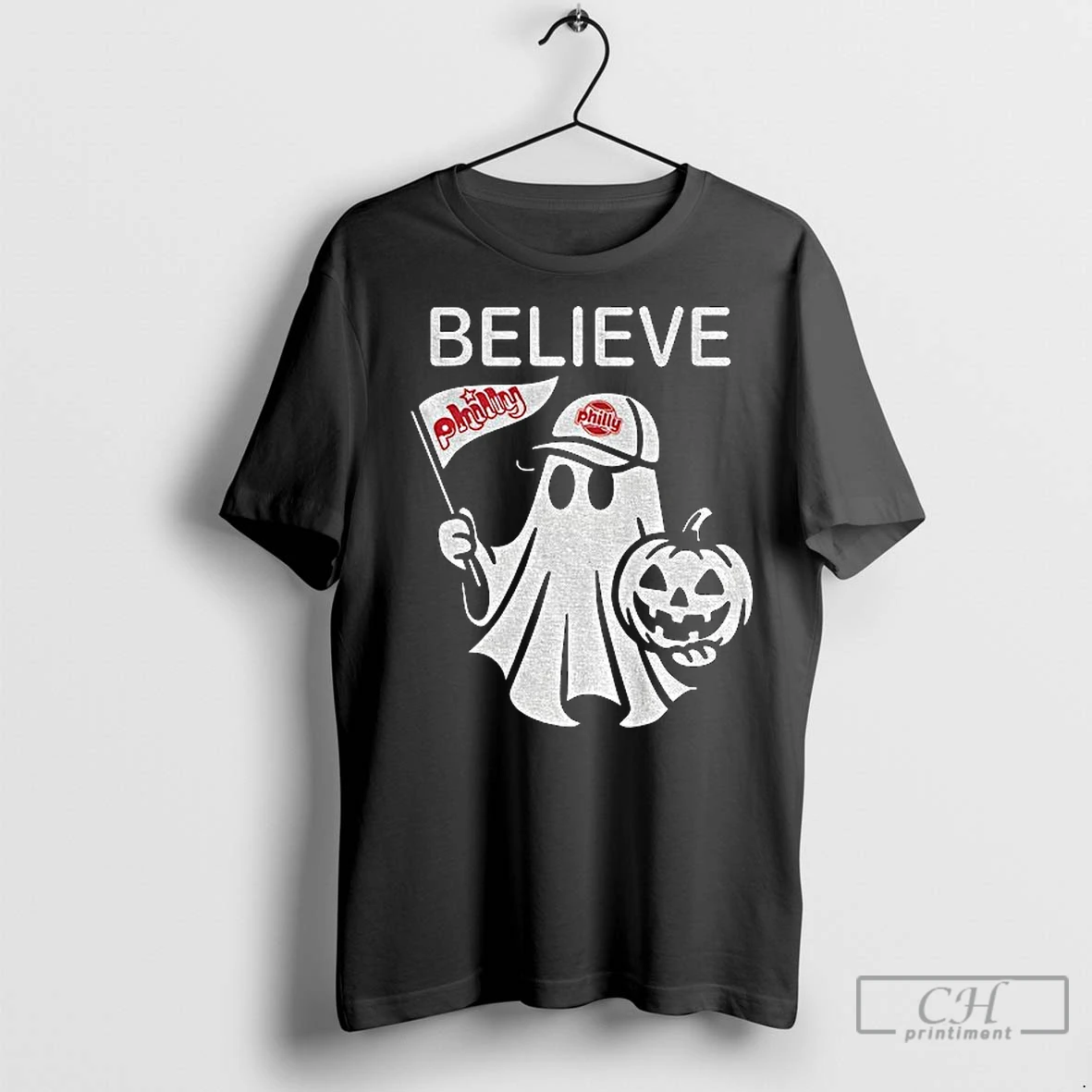 Classic Believe Philadelphia Phillies Ghost Pumpkin Halloween T Shirt