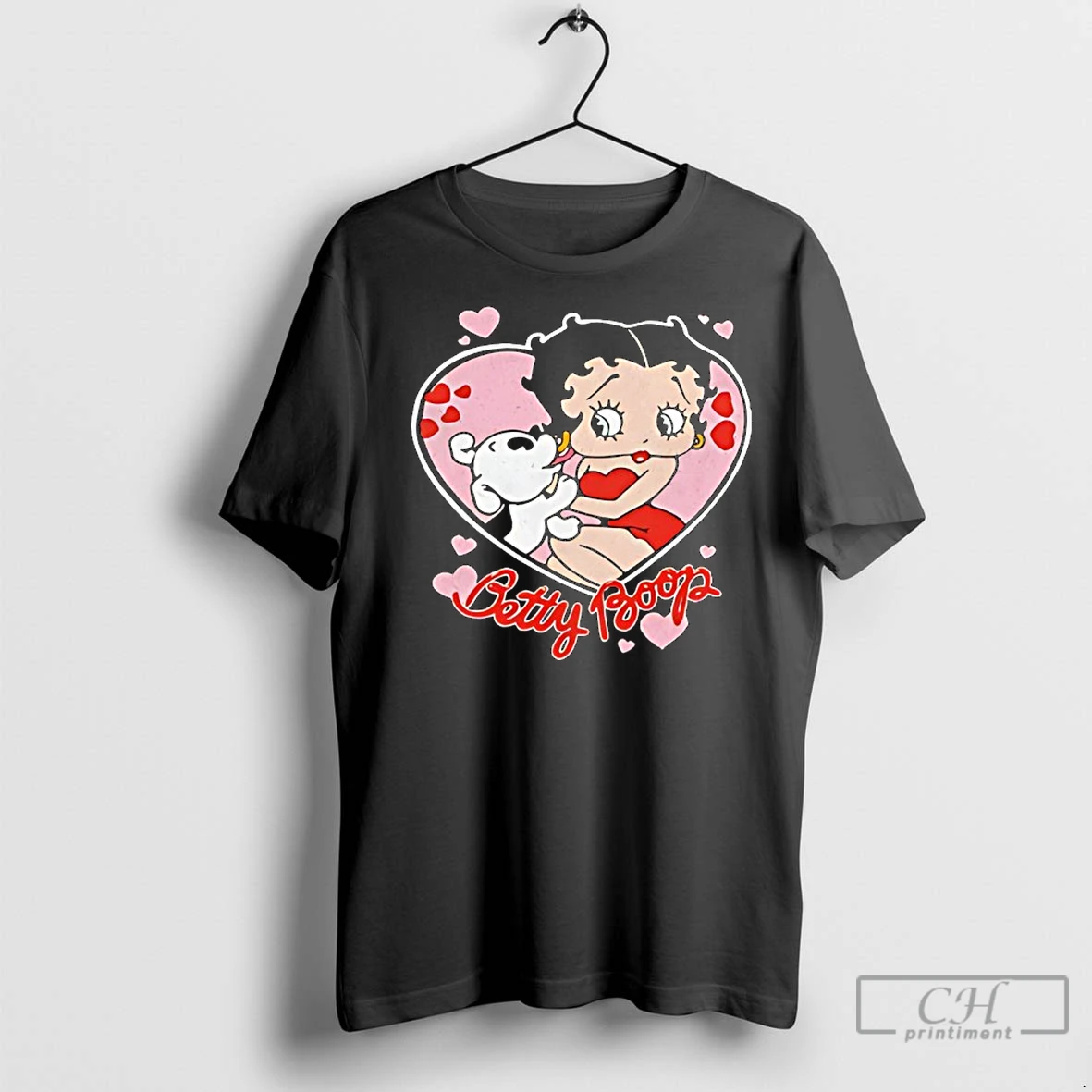 Classic Bettyboop With Dog In Heart T Shirt
