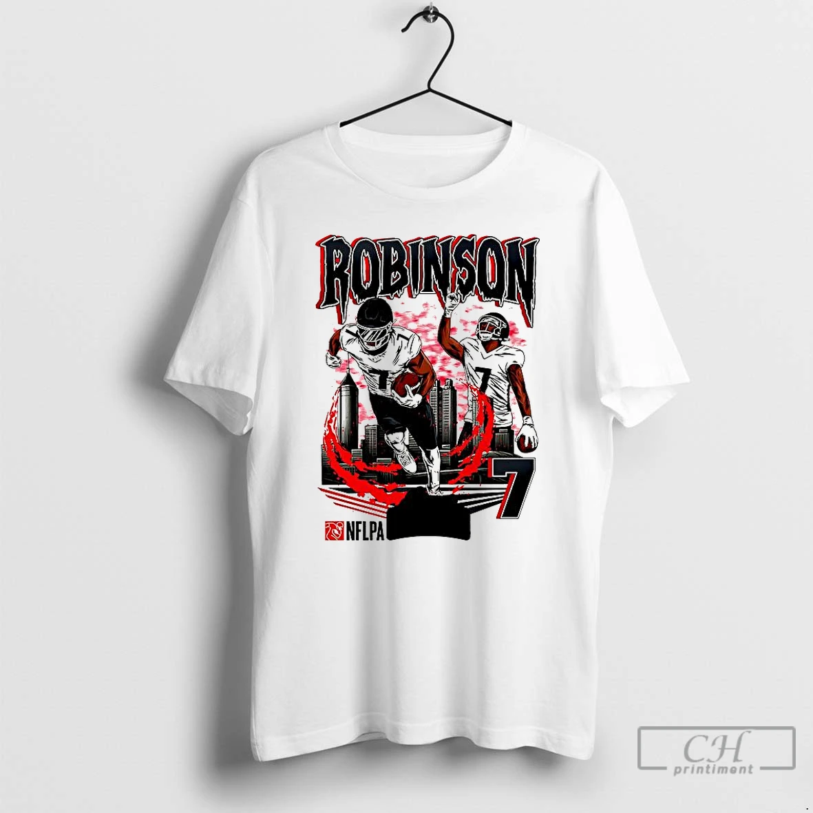 Classic Bijan Robinson Atlanta Falcons Football Number 7 Skyline T Shirts Hoodie