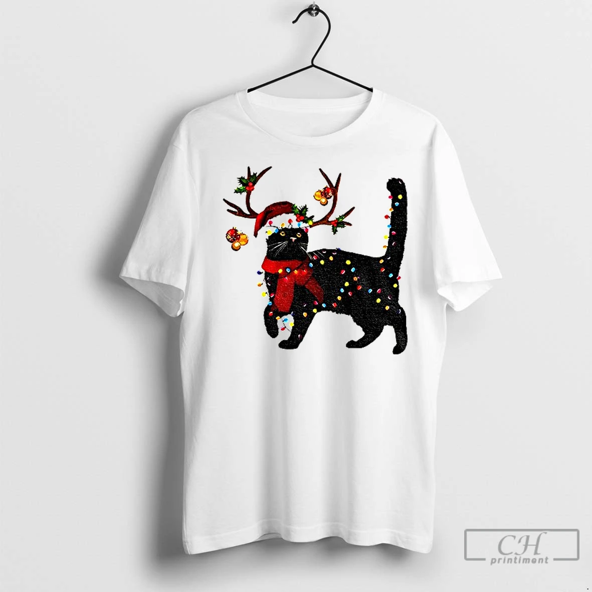 Classic Black Cat Santa Hat Merry Christmas 2025 T Shirt