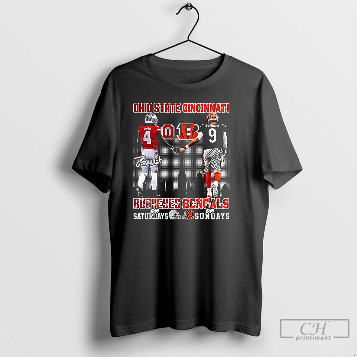 Classic Brian Smith Ohio State Buckeyes On Saturdays And Joe Burrow Cincinnati Bengals On Sundays Signature T Shirts Hoodie