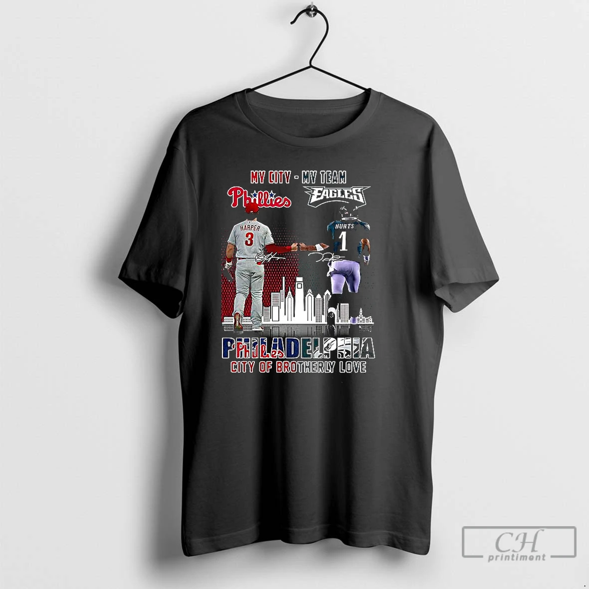 Classic Bryce Harper And Jalen Hurts Philadelphia City Of Brotherly Love Signature T Shirts Hoodie
