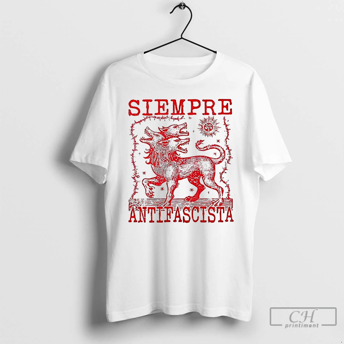 Classic Cerberus Siempre Antifascista Greek Mythology T Shirts Hoodie