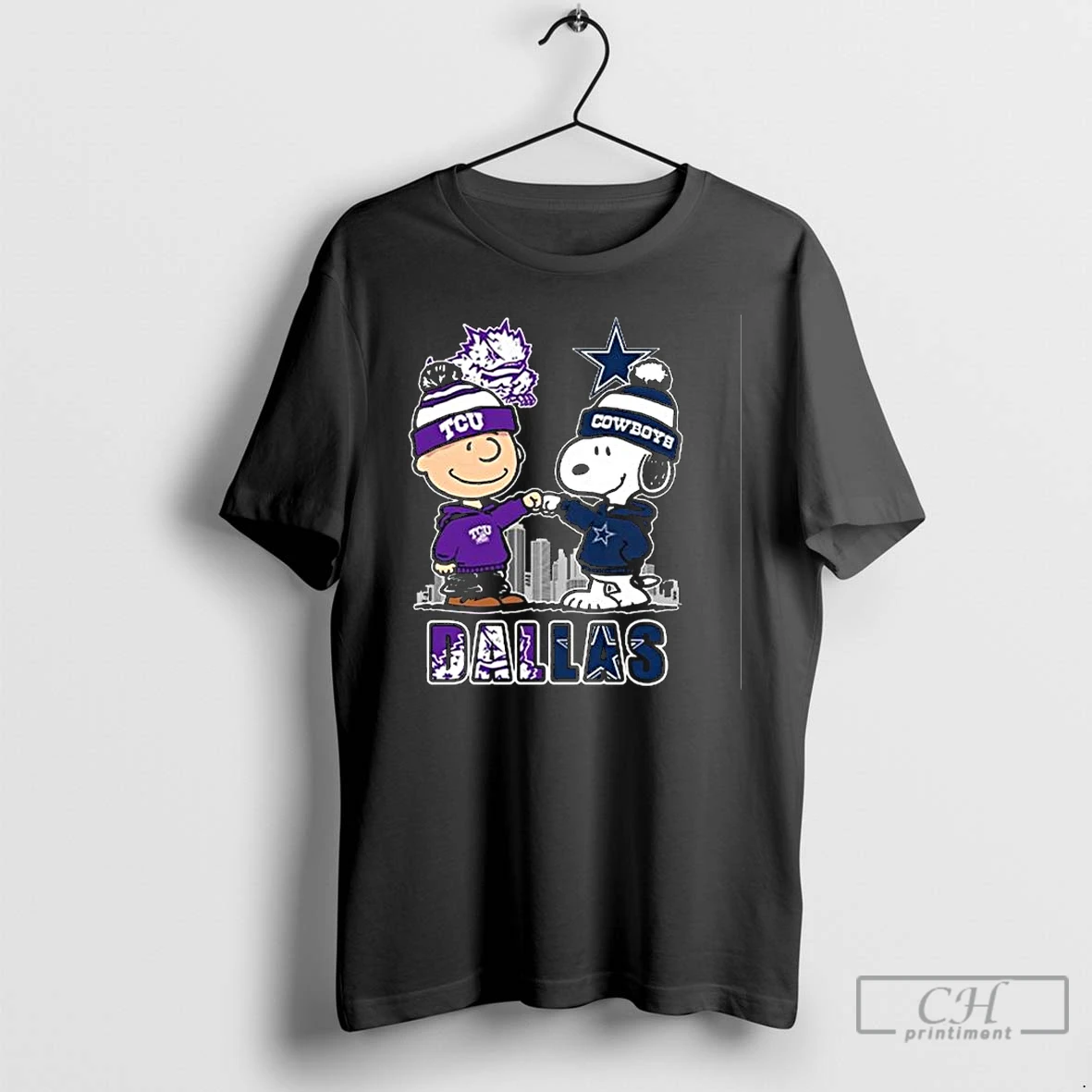 Classic Charlie Brown Tcu Horned Frogs And Snoopy Dallas Cowboys Skyline 2025 Long Sleve T Shirts Hoodie
